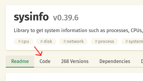 link to access crates.io code viewer